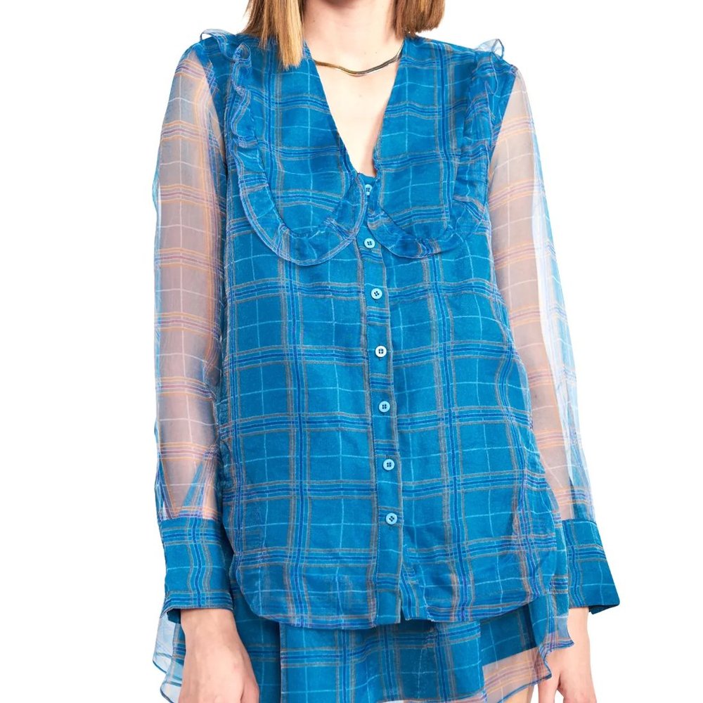 En Saison Sheer-Sleeve Shirt